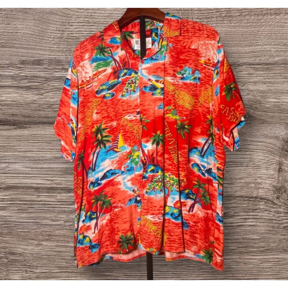 Vtg Tropical Fashions Hawaiian Shirt Treasure‎ Island Resort Wear Beach Vacation